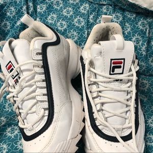 Fila white sneakers with red and navy blue size 6